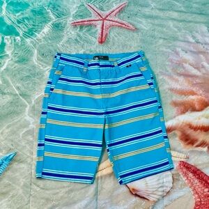 Boys Hurley Vibrant Blue and Yellow Striped Shorts Size 16